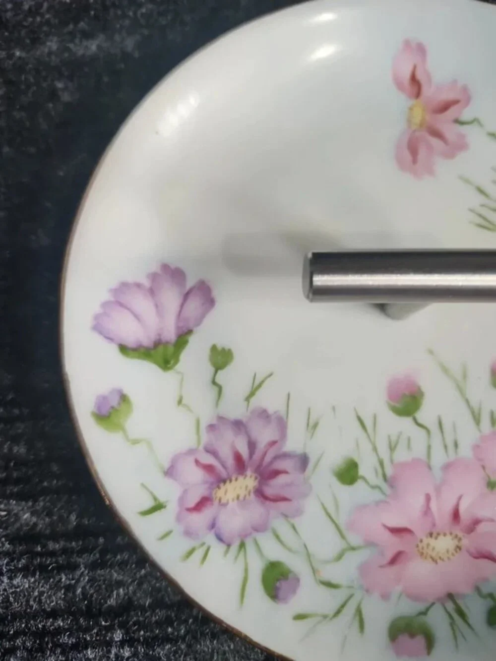 Vintage Hutschenreuther Upcycled Floral Porcelain Ring Dish & Jewelry Holder Bar